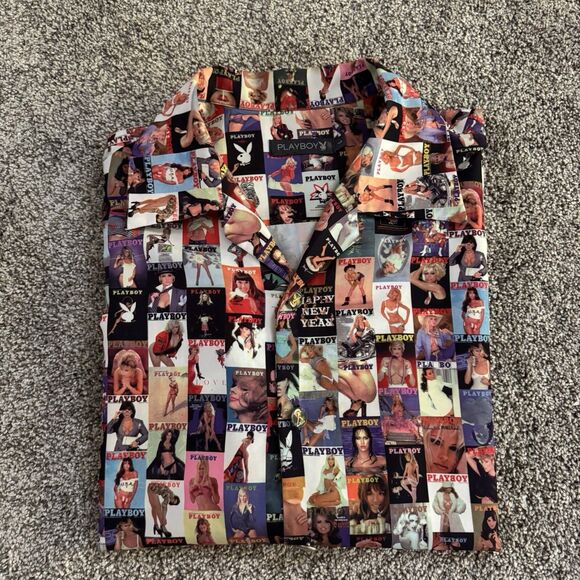 Playboy Centerfold Magazine Cover 90’s Y2K Button Shirt Men’s Size Large Vintage - Picture 10 of 10